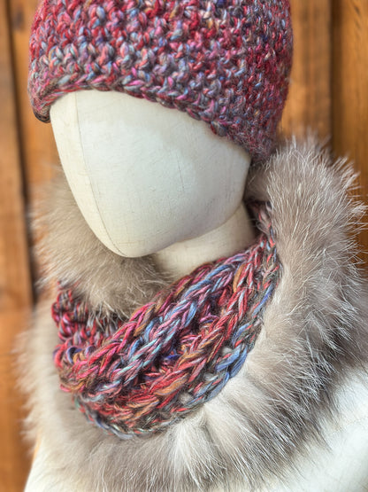 Foulard avec torsade avec fourrure recyclée - Renard