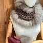 Foulard avec torsade avec fourrure recyclée - Renard