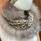 Foulard avec torsade avec fourrure recyclée - Renard