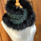 Foulard Vert et Noir avec fourrure recyclée - Renard