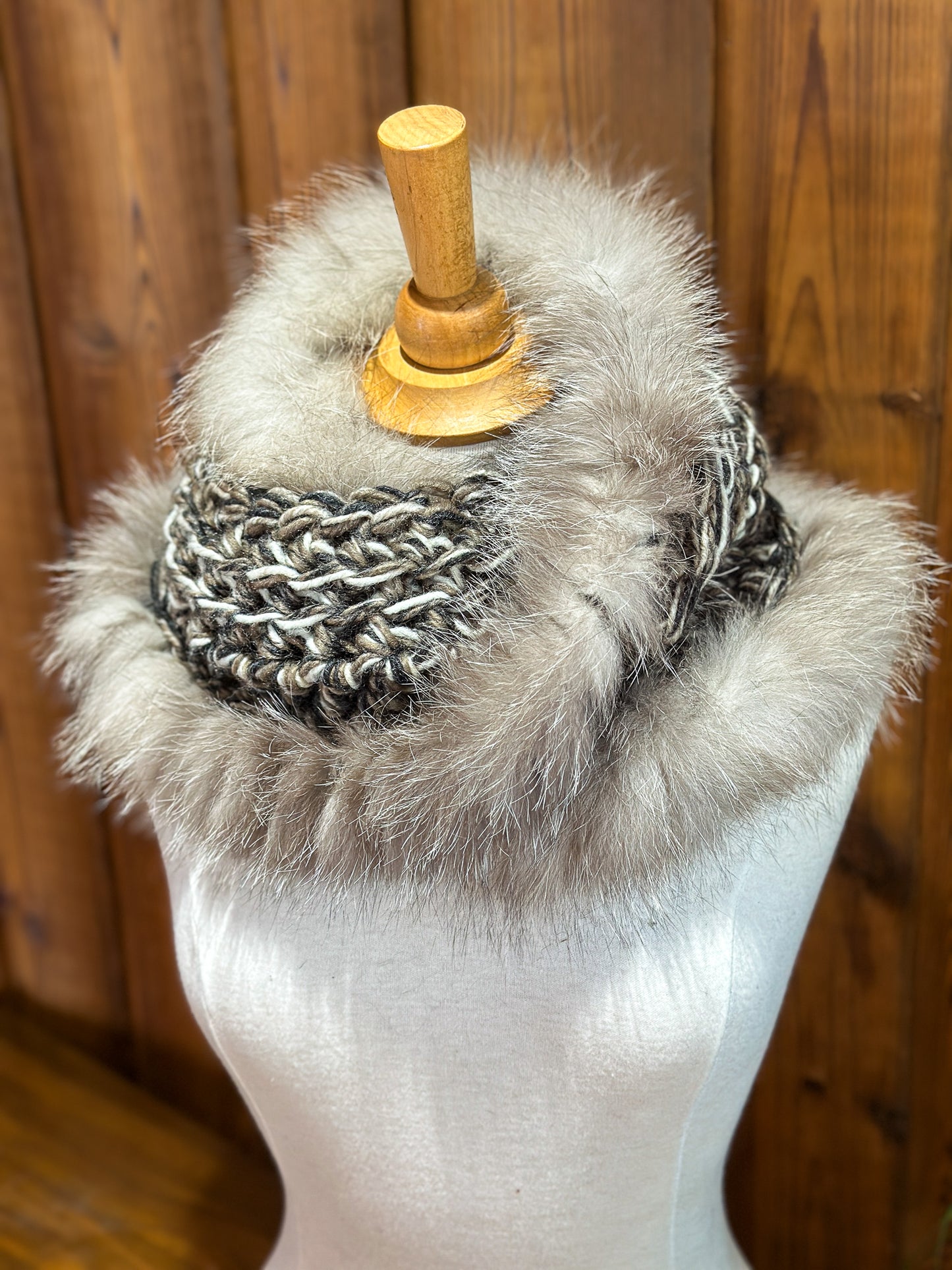 Foulard avec fourrure recyclée - Renard