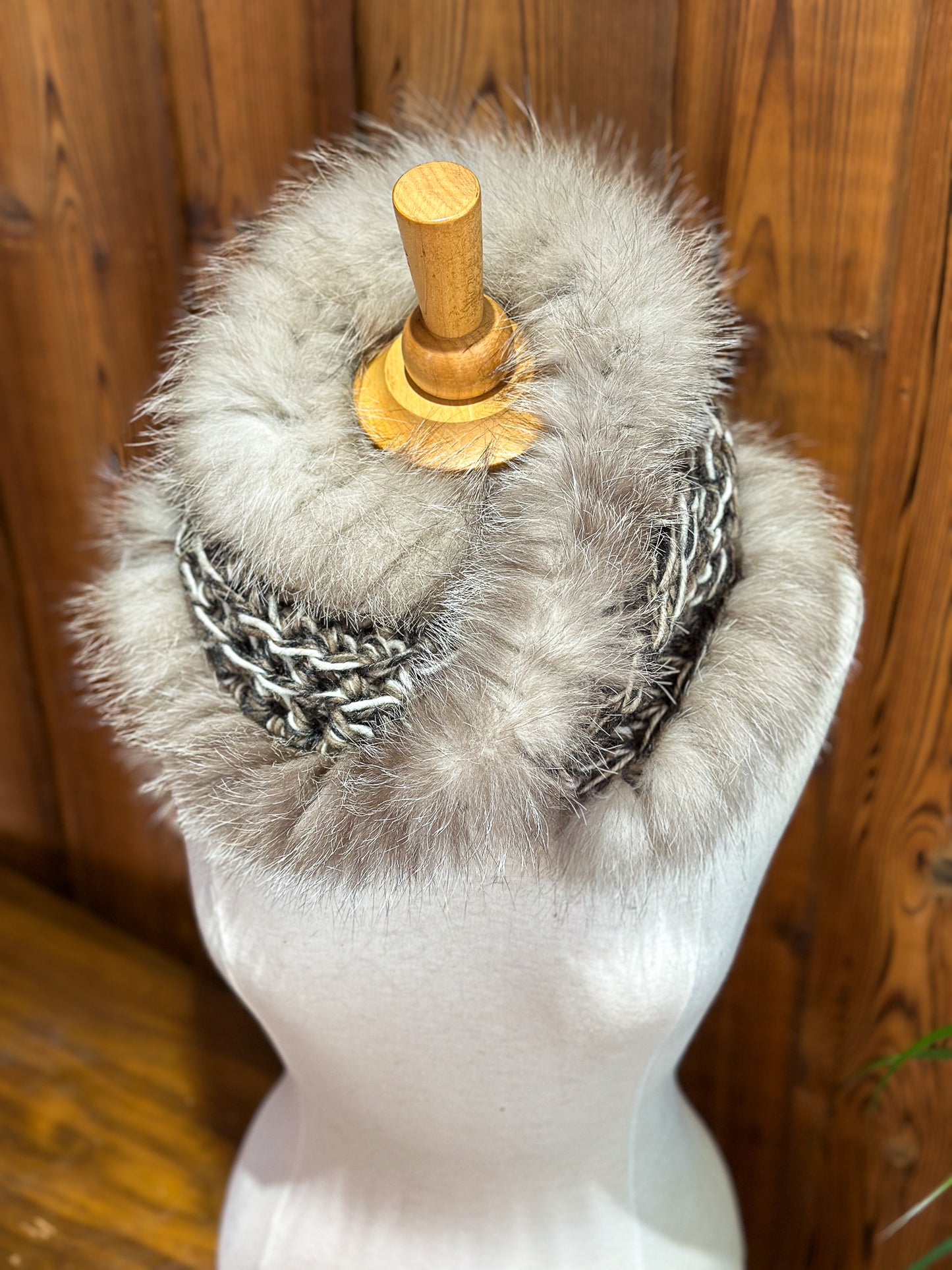 Foulard avec fourrure recyclée - Renard