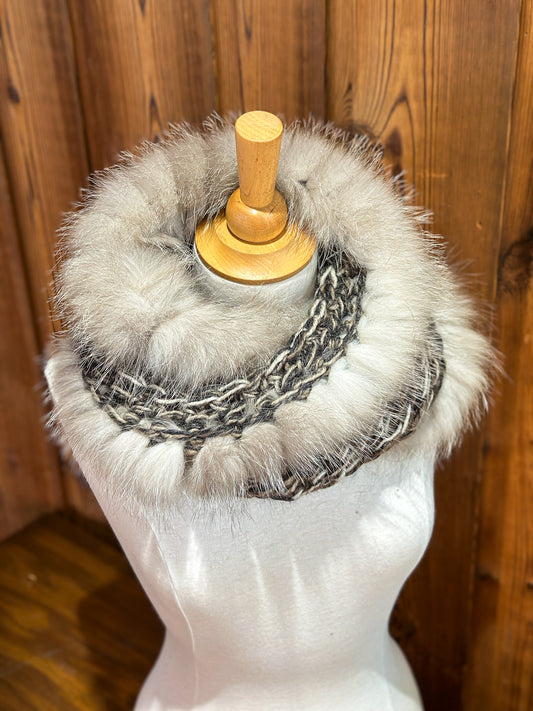 Foulard avec fourrure recyclée - Renard