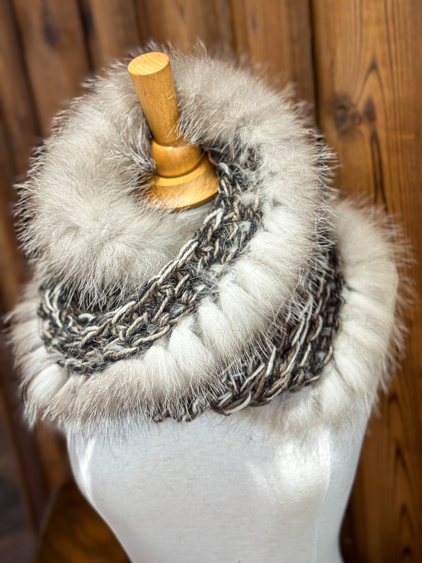 Foulard avec fourrure recyclée - Renard