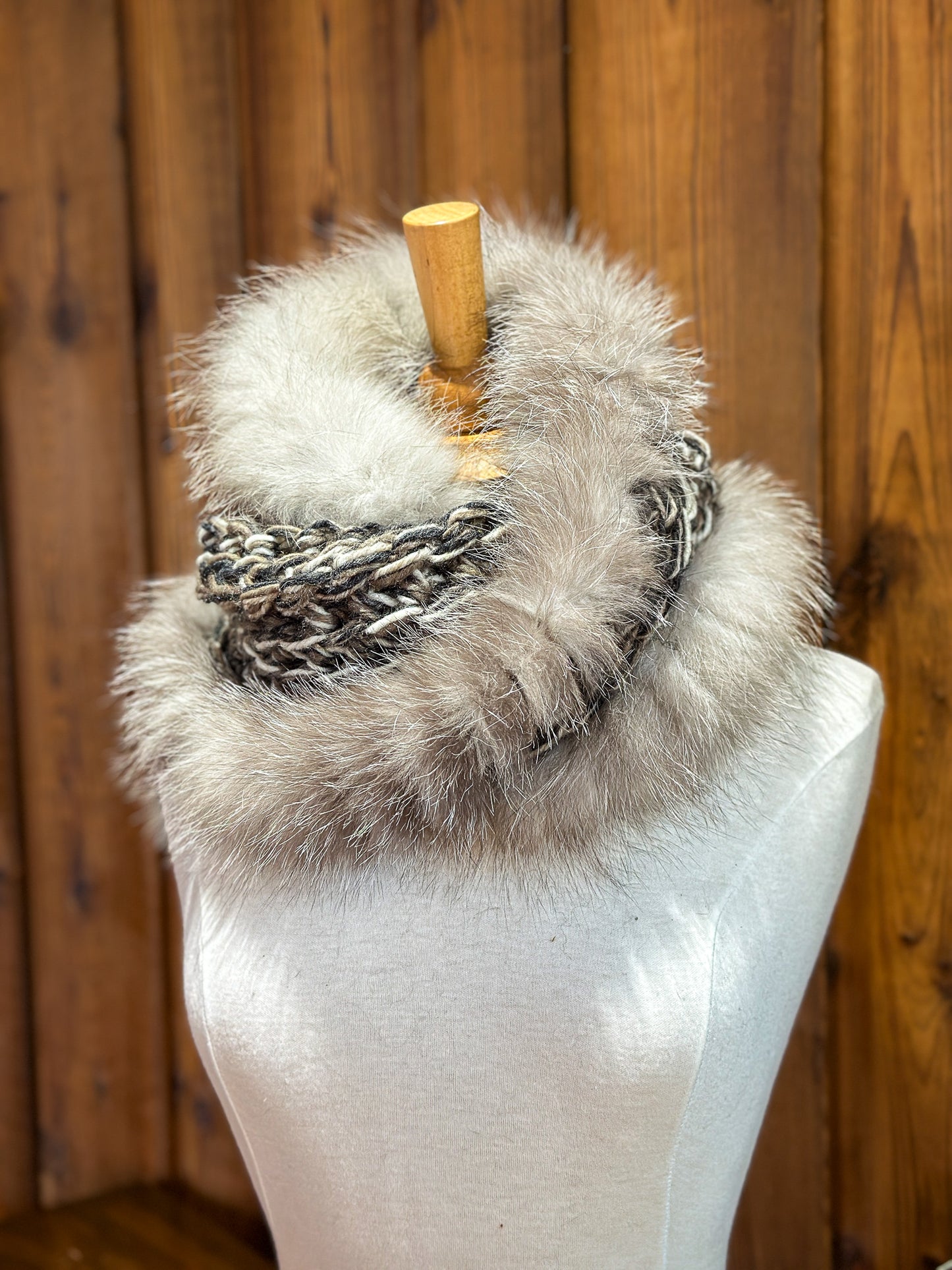 Foulard avec fourrure recyclée - Renard