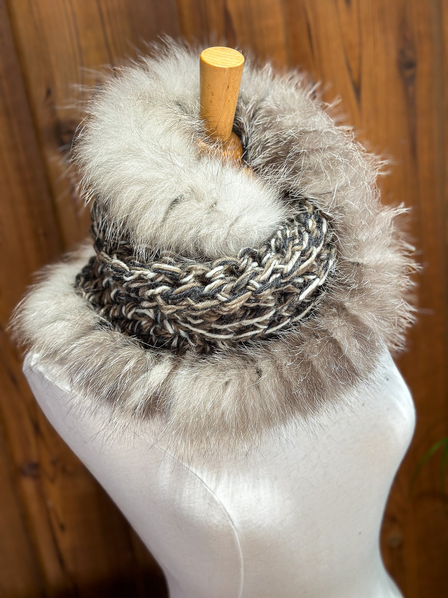 Foulard avec fourrure recyclée - Renard