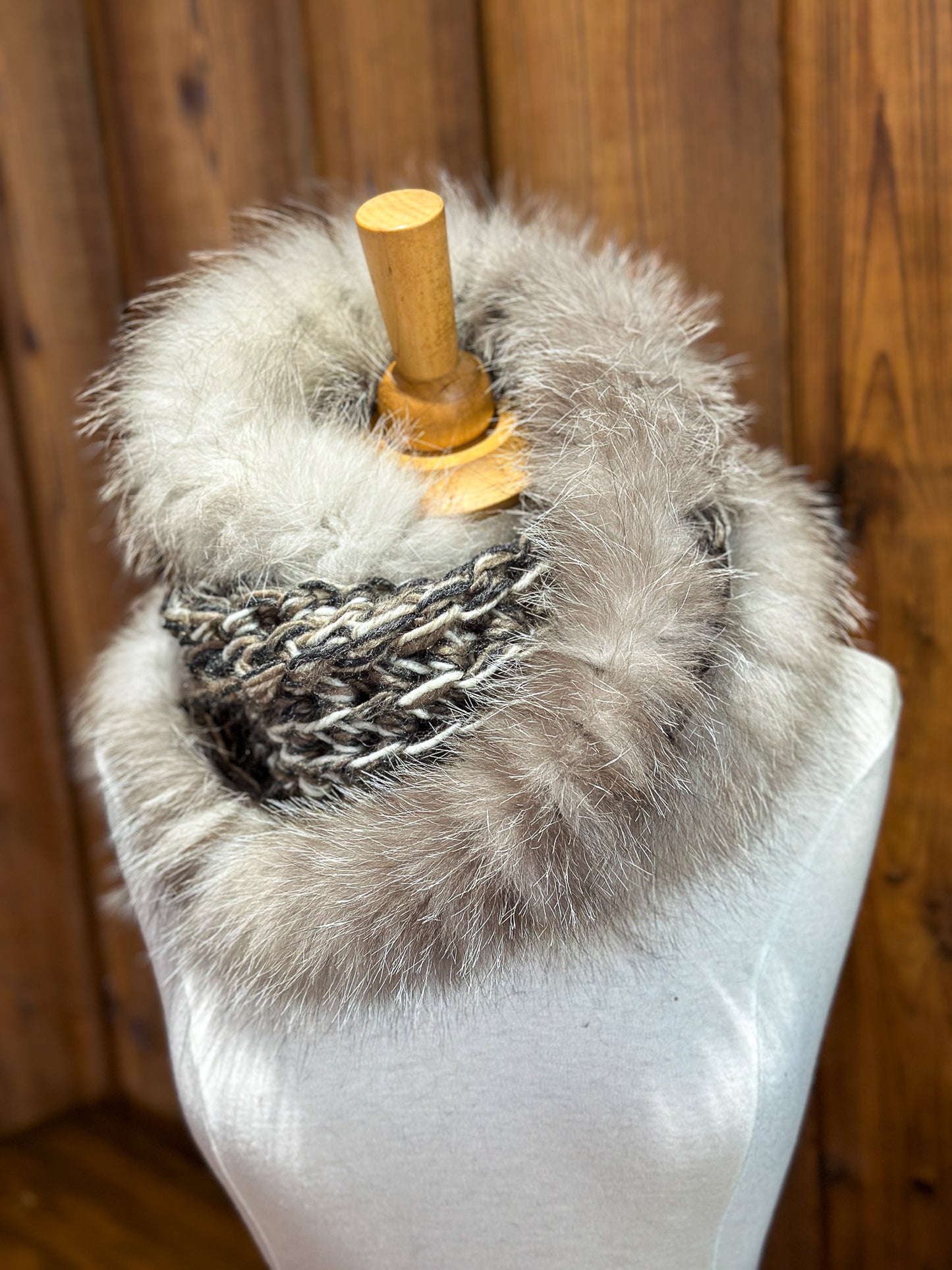 Foulard avec fourrure recyclée - Renard