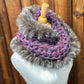 Foulard Mauve avec fourrure recyclée - Renard