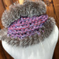 Foulard Mauve avec fourrure recyclée - Renard