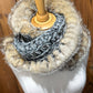 Foulard Gris et noir avec fourrure recyclée