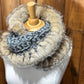 Foulard Gris et noir avec fourrure recyclée