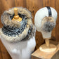 Foulard Gris et noir avec fourrure recyclée