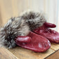 Mitaines en cuir rouge avec fourrure recyclée