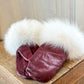 Mitaines en cuir rouge avec fourrure recyclée