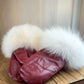 Mitaines en cuir rouge avec fourrure recyclée