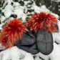 Mitaines en cuir avec fourrure recyclée