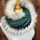 Foulard Vert Forêt avec fourrure recyclée - Renard