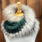 Foulard Vert Forêt avec fourrure recyclée - Renard