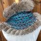 Foulard Turquoise avec fourrure recyclée - Renard