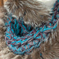 Foulard Turquoise avec fourrure recyclée - Renard