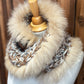 Foulard Beige et Brun avec fourrure recyclée - Renard