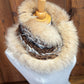 Foulard Beige et Brun avec fourrure recyclée - Renard