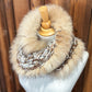Foulard Beige et Brun avec fourrure recyclée - Renard
