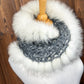 Foulard Gris Alpaga et Mérinos avec fourrure recyclée - Renard
