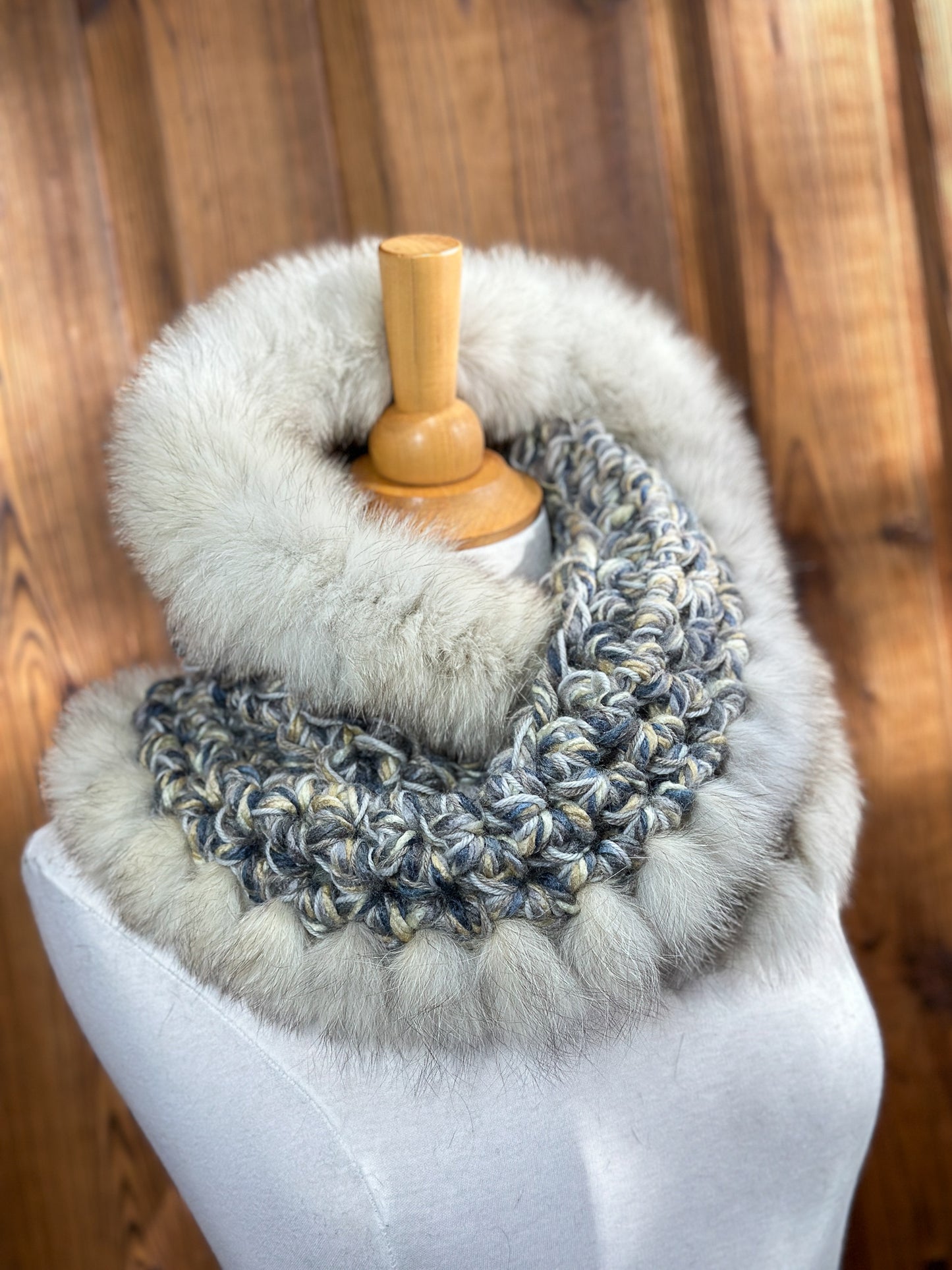 Foulard avec fourrure recyclée Renard