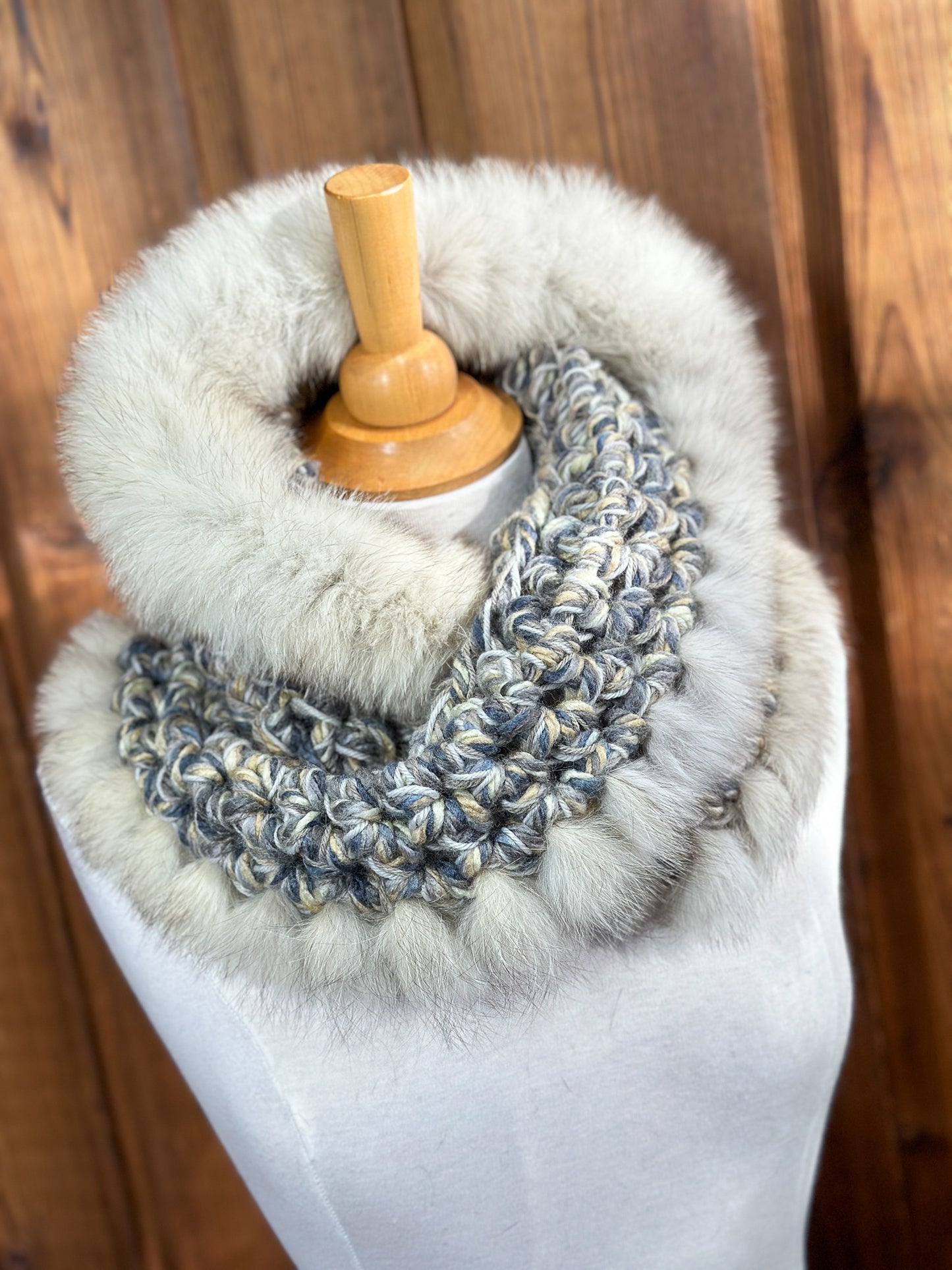 Foulard avec fourrure recyclée Renard