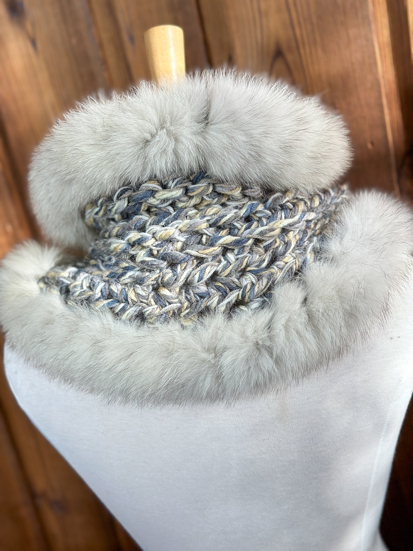 Foulard avec fourrure recyclée Renard