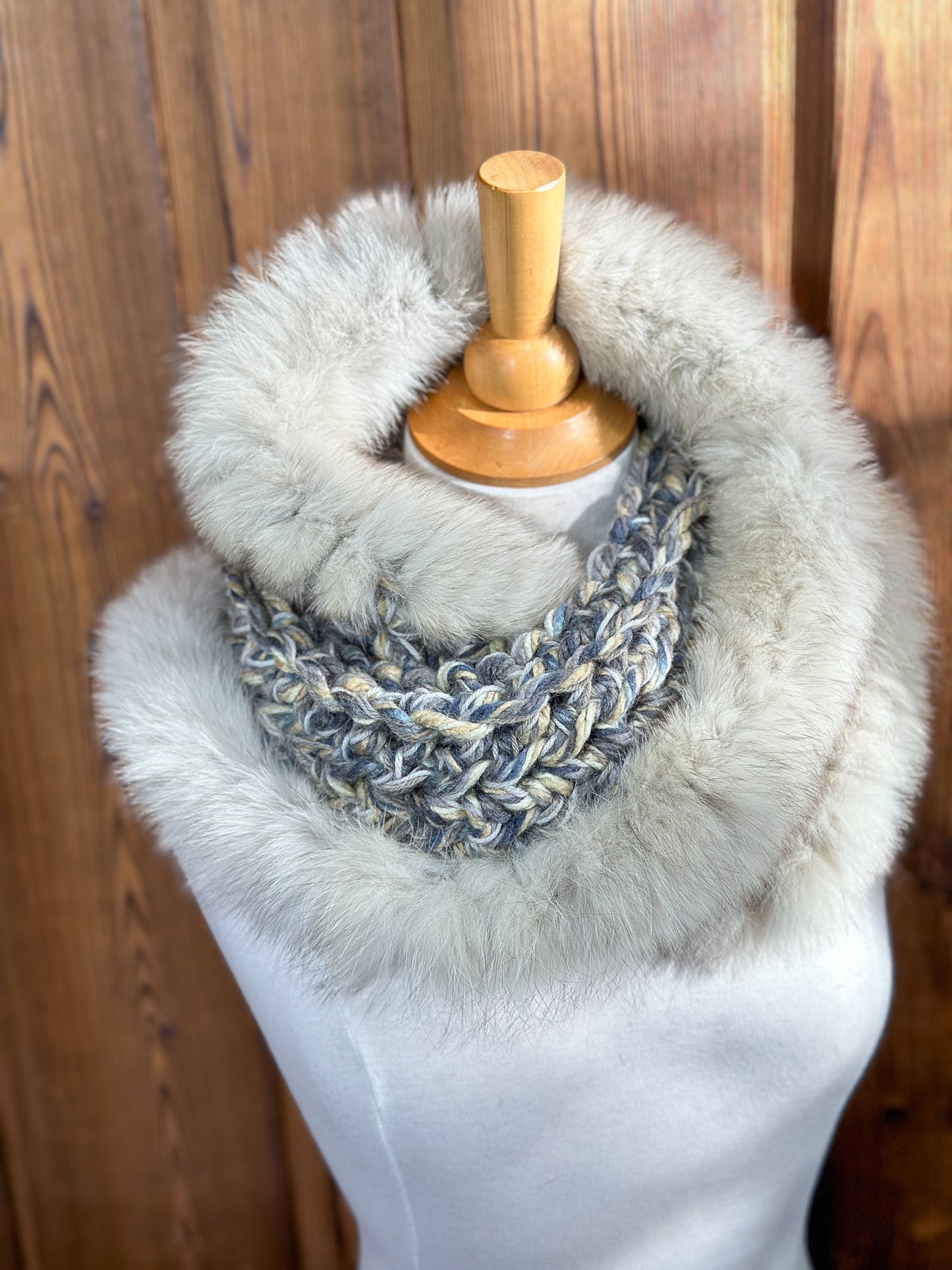 Foulard avec fourrure recyclée Renard