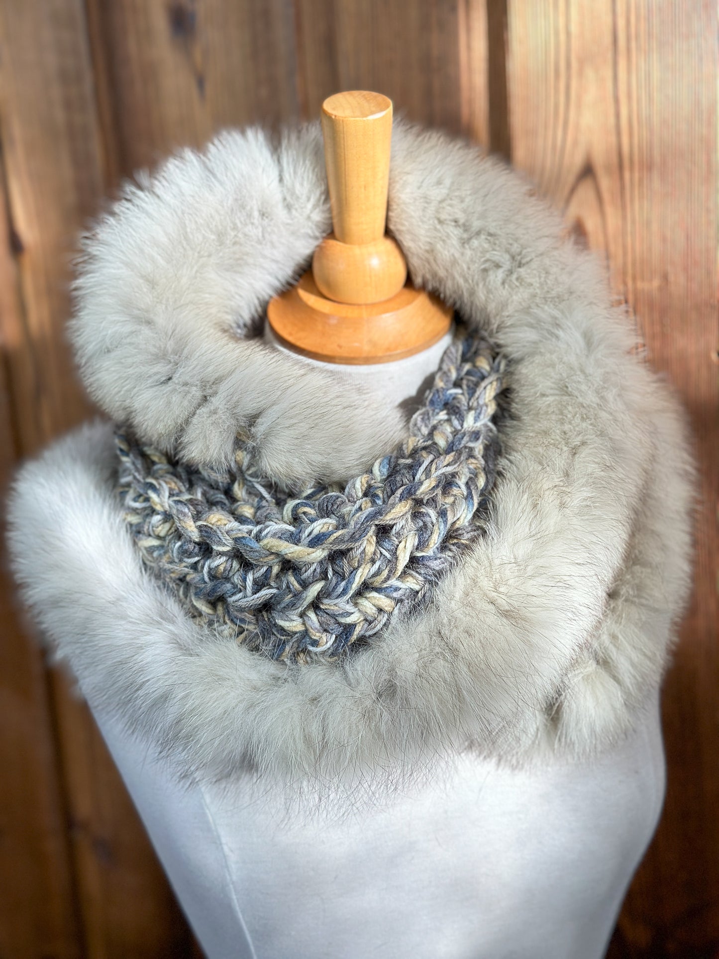 Foulard avec fourrure recyclée Renard