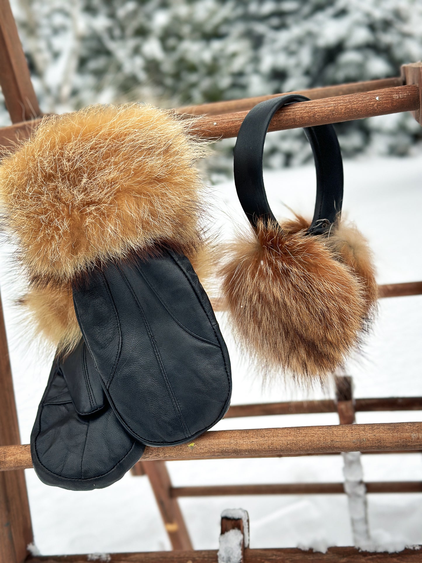 Recycled Fur Earmuffs, Ginger Wild Cat