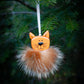 Ornement Chat Roux en verre fusion et pompon