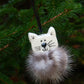 Ornement Chat Tigré en verre fusion et pompon