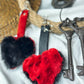 Porte clés en fourrure recyclée « p’tit coeur » Réversible