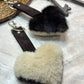 Key ring in recycled fur "little heart" Reversible