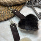 Key ring in recycled fur "little heart" Reversible