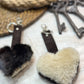 Key ring in recycled fur "little heart" Reversible