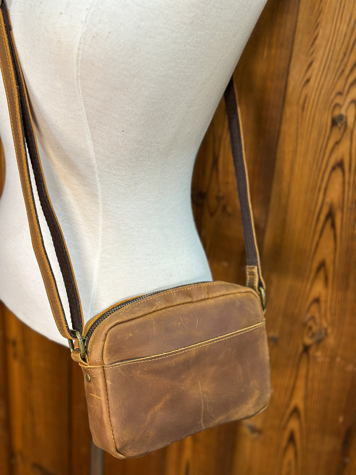 Sac à main avec rabat amovible fourrure - Marron