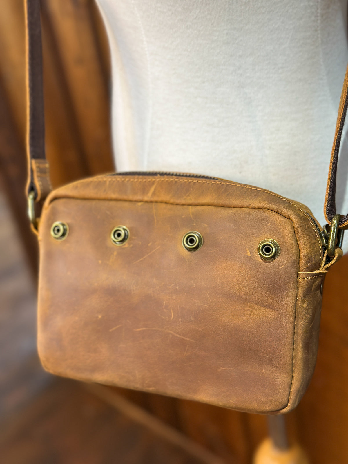 Sac à main avec rabat amovible fourrure - Marron
