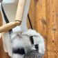 Sac à main avec rabat amovible fourrure - Noir