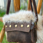 Sac à main avec rabat amovible fourrure - Brun