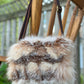 Sac à main avec rabat amovible fourrure - Brun