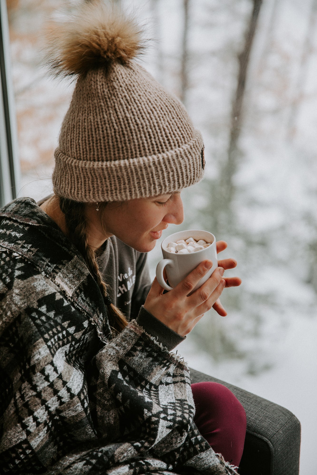 Jeté en laine à motif boho aztèque