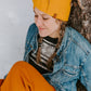 bandeau torsade jaune-orange torsadé en tricot laine pour femme - taille unique - fait à la main