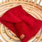 bandeau rouge tricot torsadé en laine douce - fait à la main - taille unique - parfaite idée cadeau