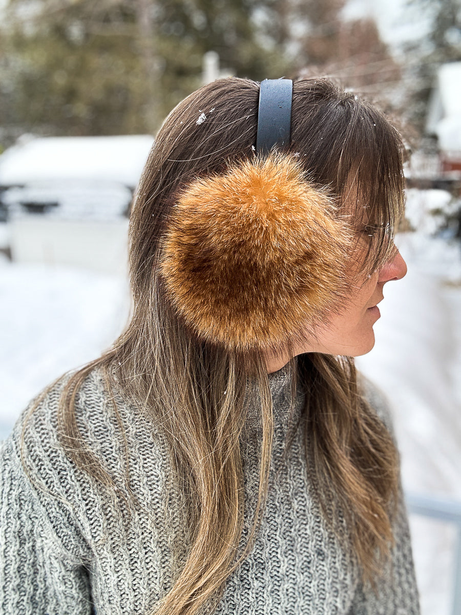 Recycled Fur Earmuffs, Ginger Wild Cat