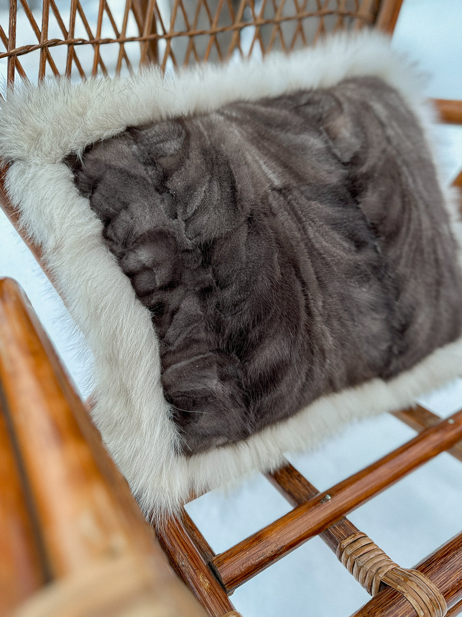 Cushion with recycled fur